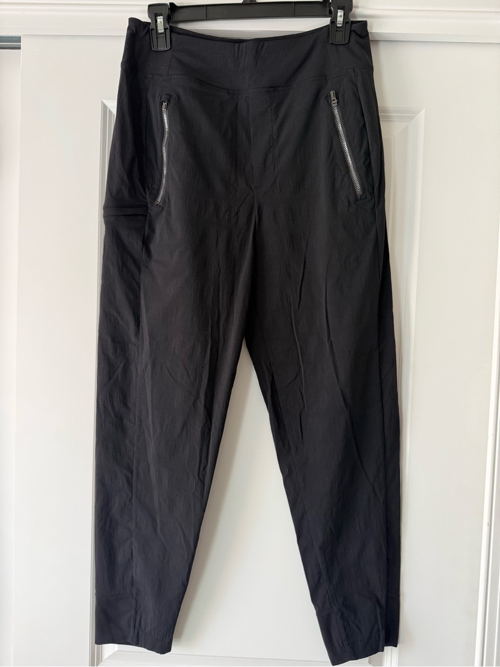 Athleta Black Tapered Zip-Pocket Performance Joggers